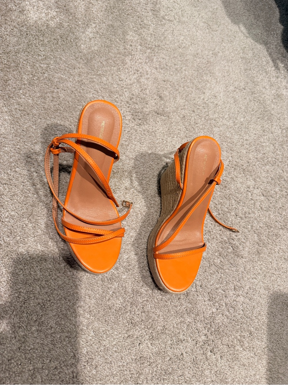 PrettyLittleThing Orange Strappy Wedge Sandals